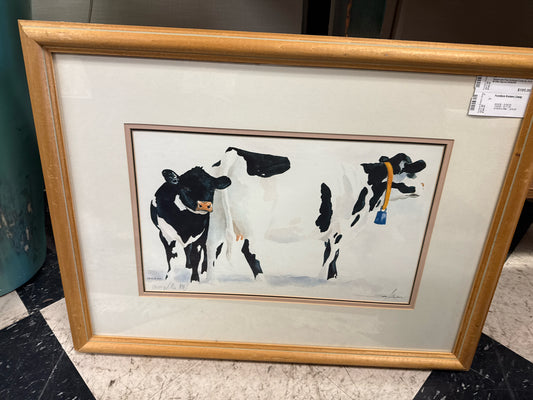Signed & #'d Print "Two Holstein Cows" in Wood Frame by Jerry Ellis(28x21)