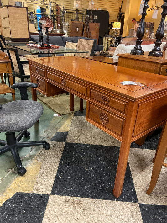 Cherry Wood Oriental Writing Desk  59"W x 24"D x 30"T