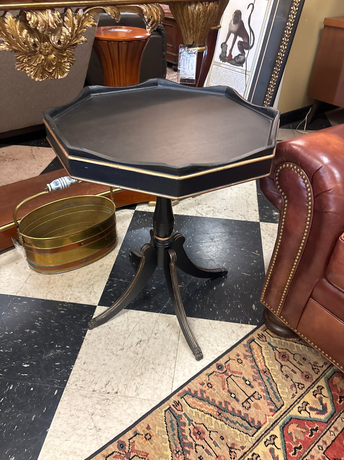 Black Hand Painted Octagon Side Table