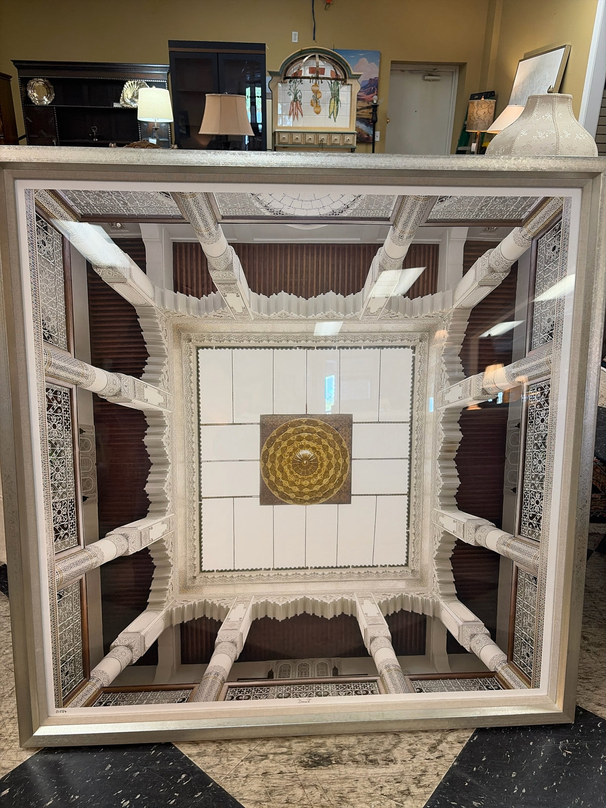 Cathedral Ceiling Framed Art Work (43" X 43") "Dome" w/Silver Frame