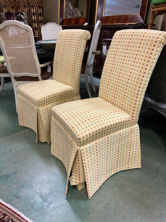 PAIR Yellow Patterned Upholsered Chairs