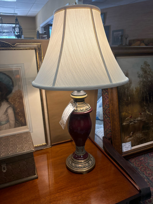 Table Lamp Wine w/ Bronze & Cream Shade