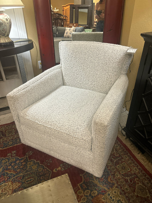 Arhaus White & Gray Swivel Chair