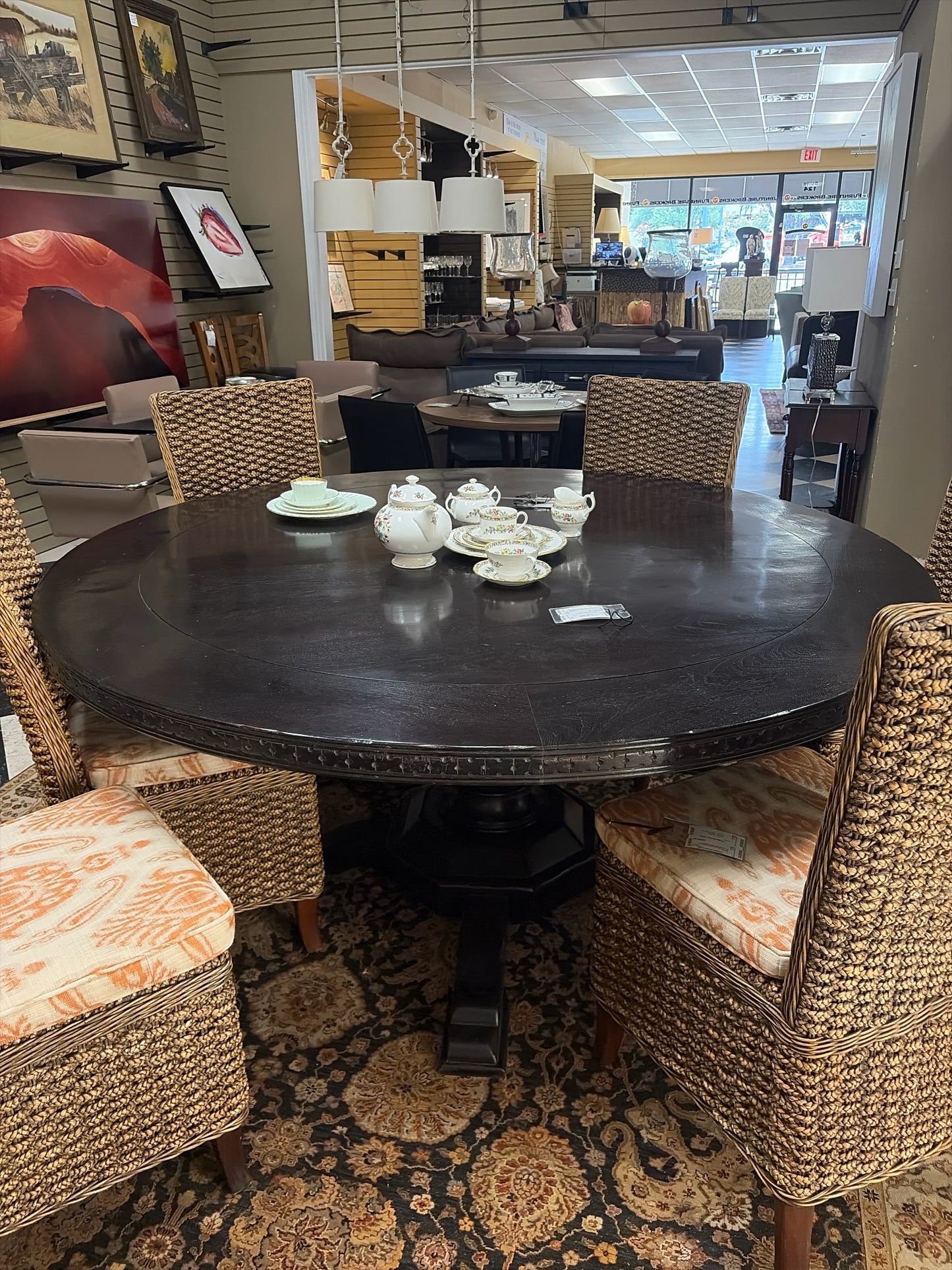 Made in Argentina, 72" D x 30"H Carved Wood Dining Table - Screws at Front Desk