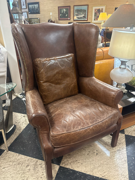 Hawthorne Leather Cigar Chair w/ Nailheads