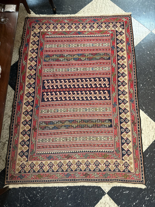 (38.5"x 56.5") Handwoven Rug Red/Blue/Green