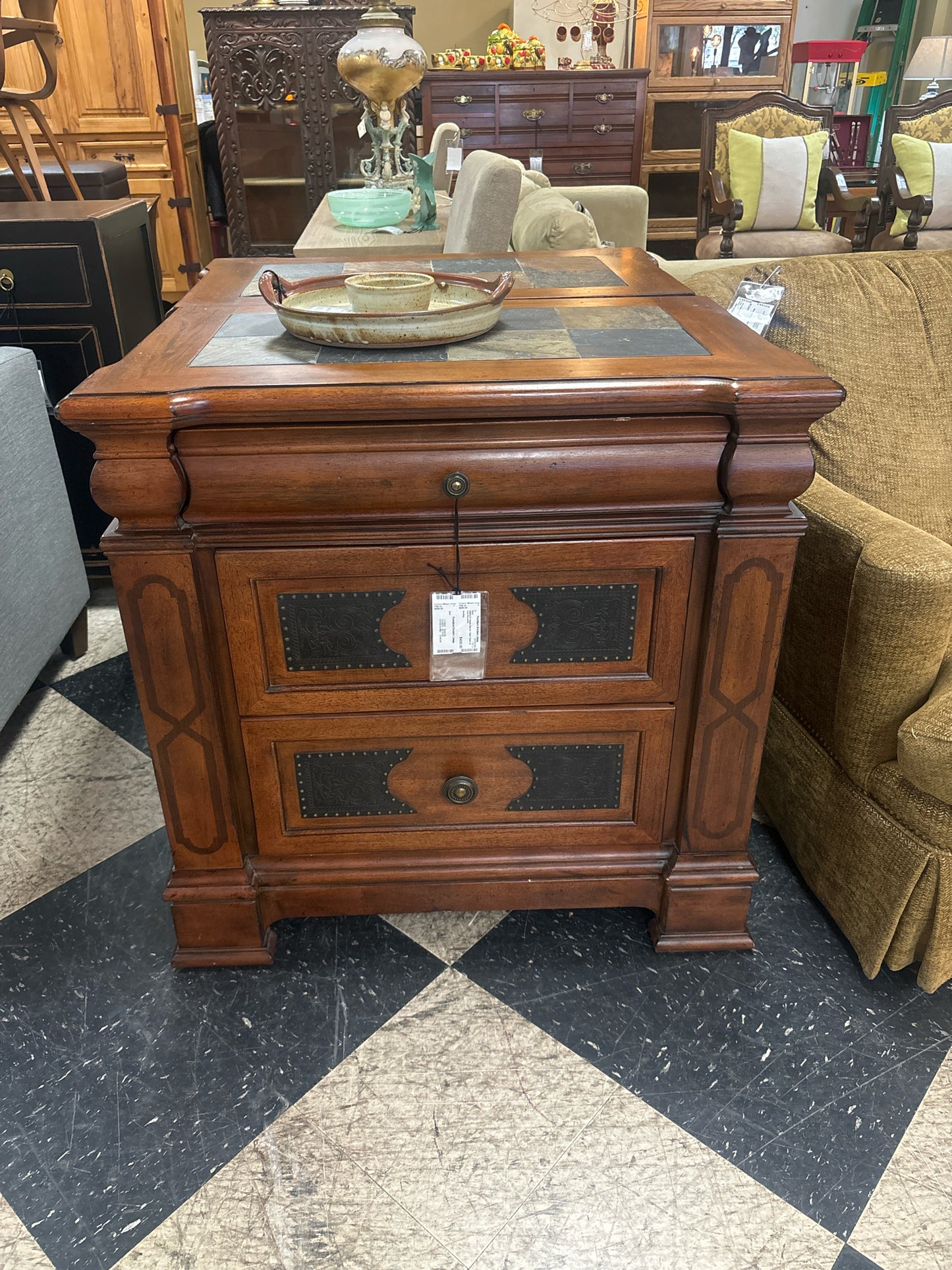 ASHLEY Night Stand / Side Table w/ Iron Accents