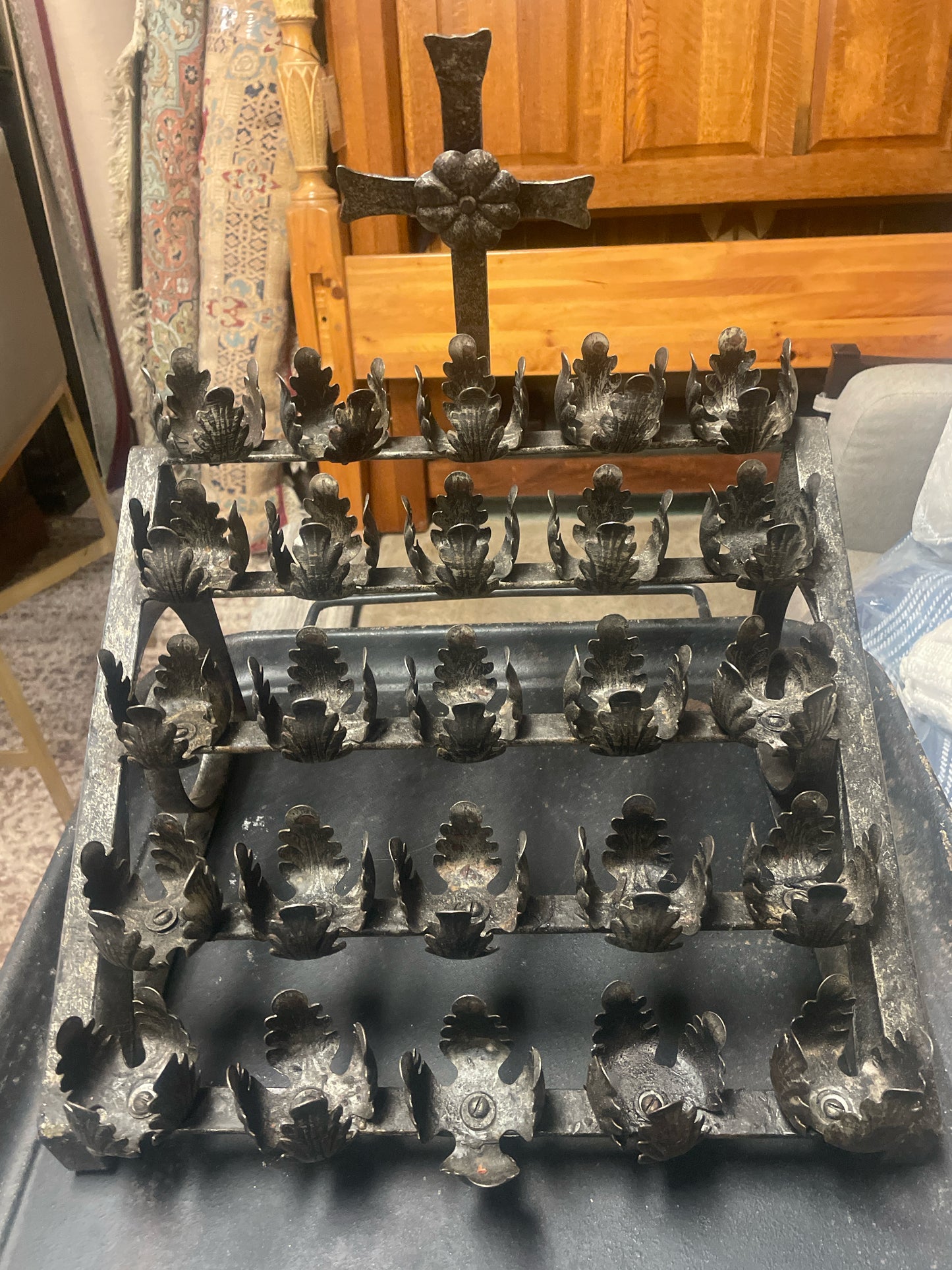 Mexican Metal Candle Alter w/ Cross