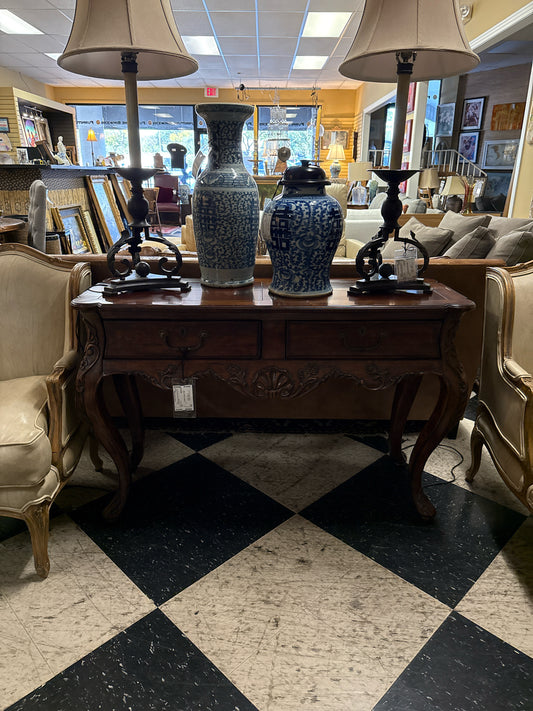 Hekman Sofa Table w/ 2 Drawers and Curved Legs