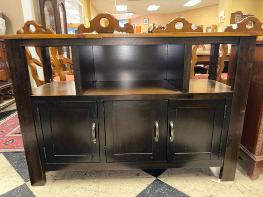 Black Wood Console with Wood Top- Three Doors( 54x36x19)