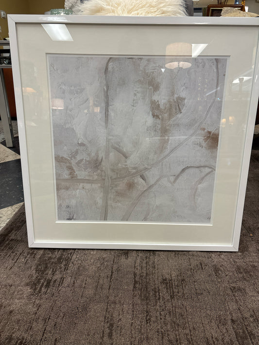 Back Home Abstract White Print in White Frame (28x28)