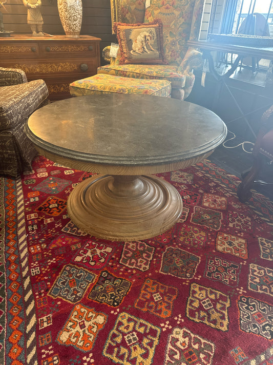 Arhaus 34" Round Luca Wooden Coffee Table w/Bluestone Top