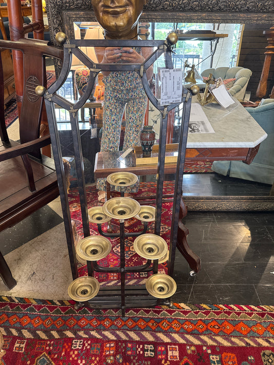 Black & Gold Mirror with 6-Candle Holder