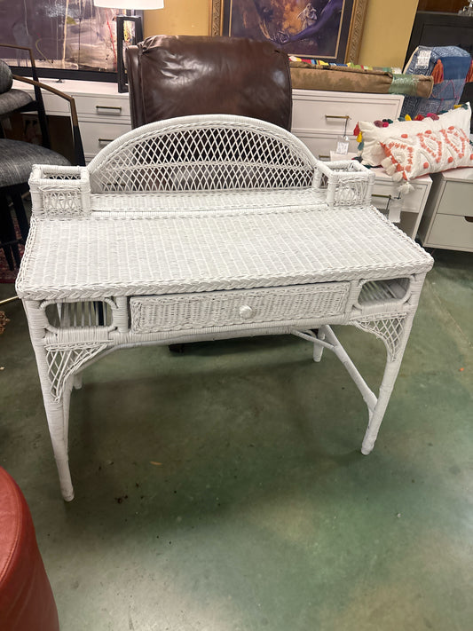 White Wicker Vanity/Writing Desk