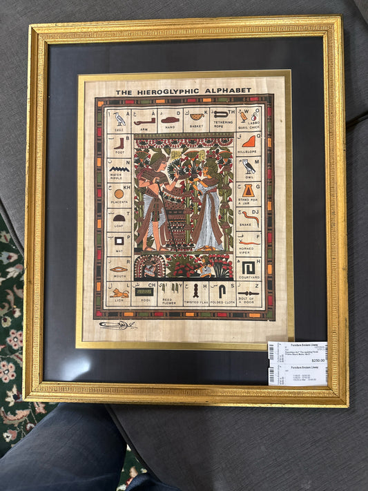 Egyptiian Art" The Hieroglyphic Alaphet"Gold Frame Black Matte 18x21