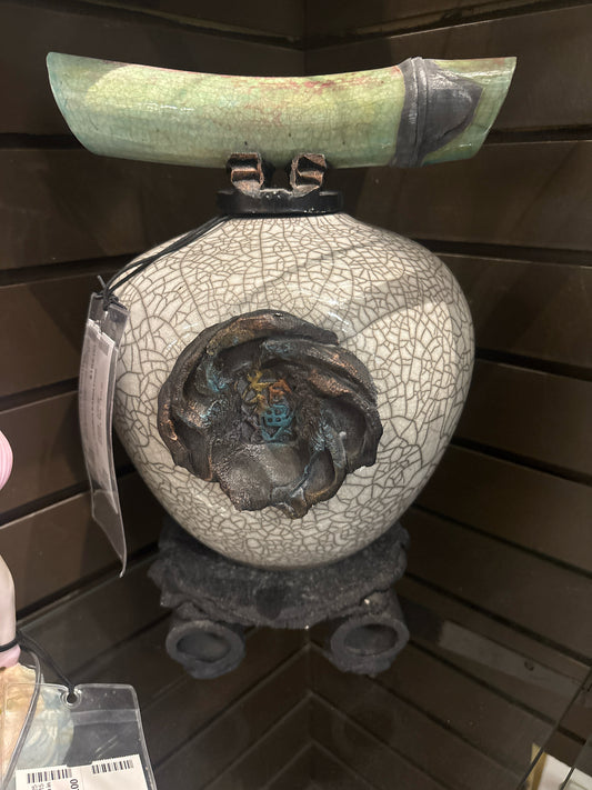 Wish Keeper Vessel Crackle Glaze By Artist Matthew Lovein