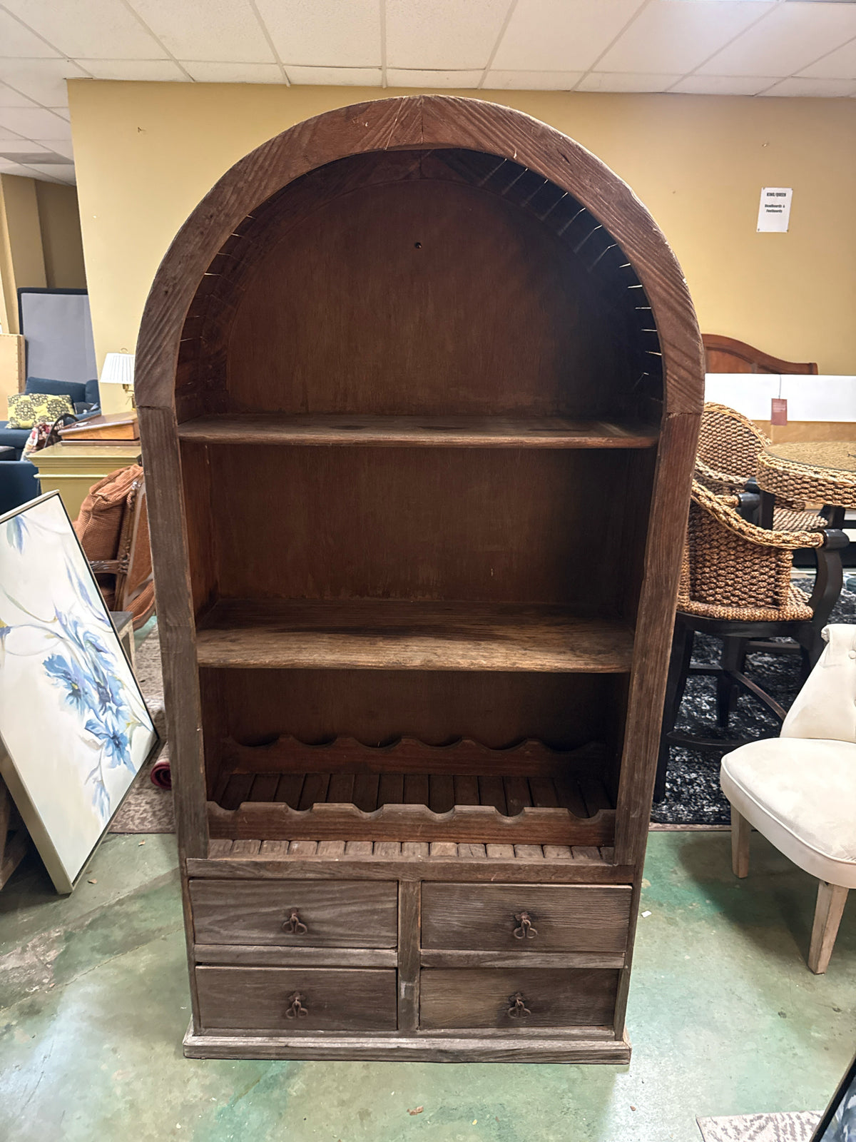 Custom Rustic 4-Drawer Cabinet w/Wine Rack