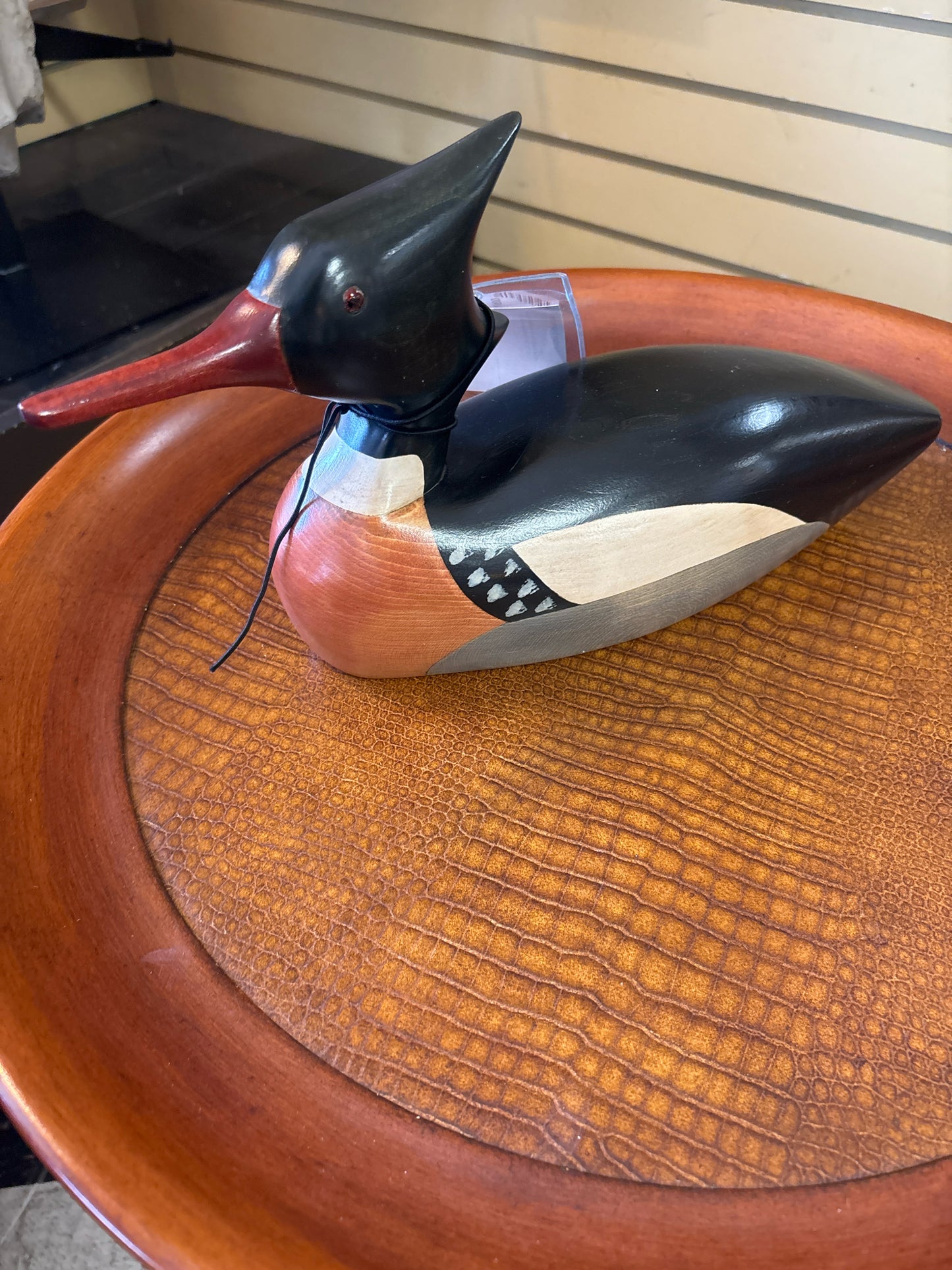 Hand Painted & Carved Red- Breasted Duck  By Jim Harkness of Ontario ( Signed)