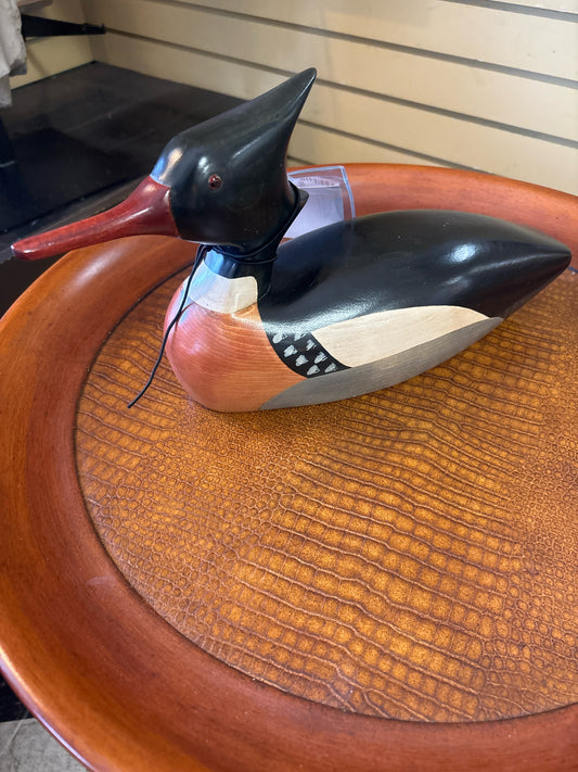 Hand Painted & Carved Red- Breasted Duck  By Jim Harkness of Ontario ( Signed)