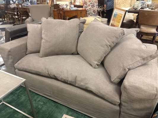 Custom Earth Linen Luna Sofa w/ Extended Arms 78x40x25 w/ Four Pillows (NEW)