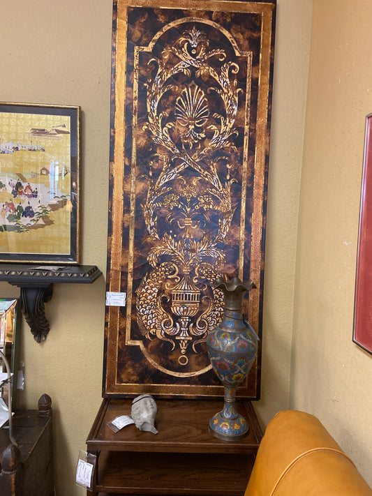 Maitland Smith - Faux Tortoise Shell Pagoda Decorative Wall Panel Art (70x28x1)