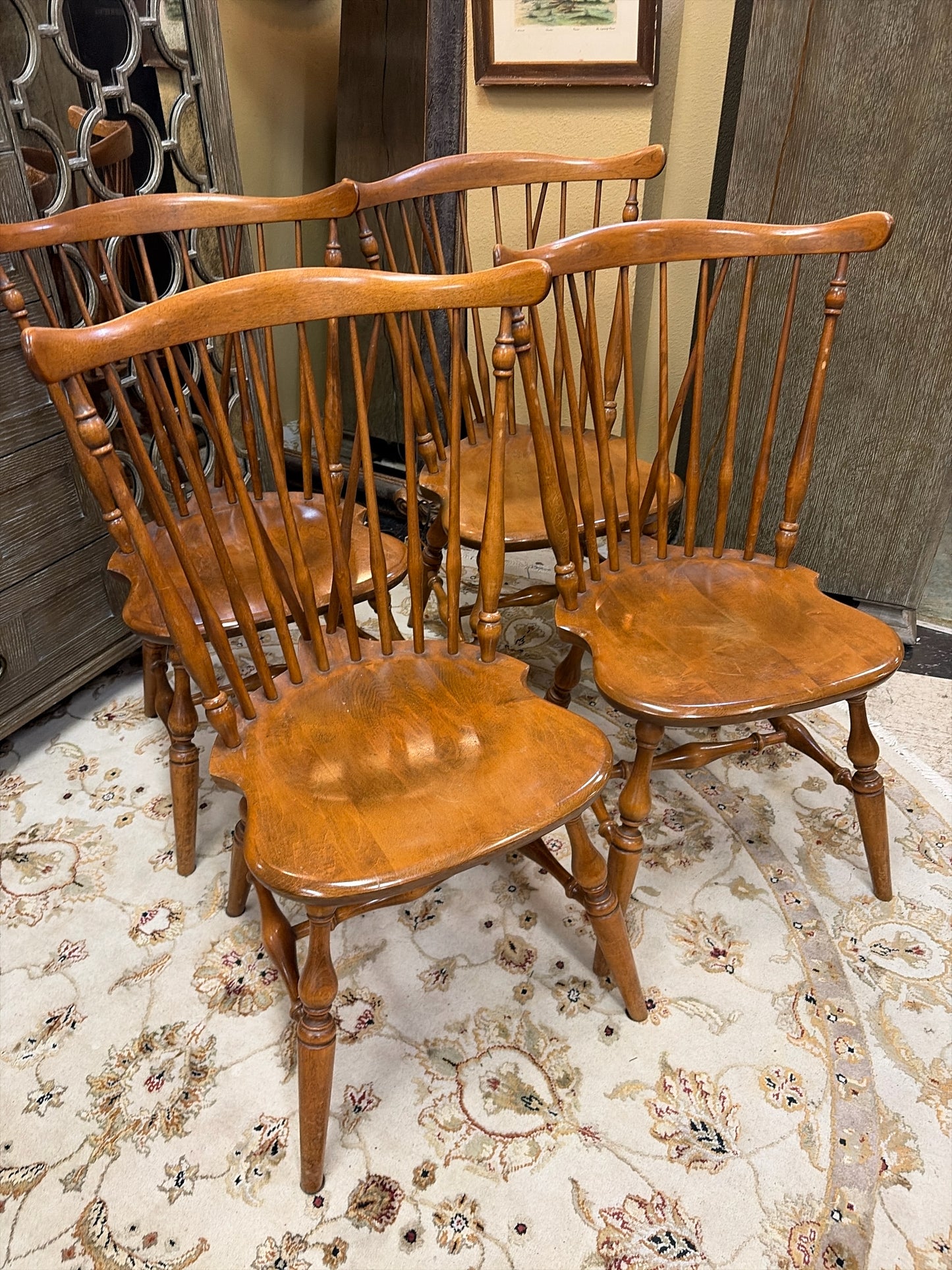 Set of 4 Vintage Oak Dining Chairs
