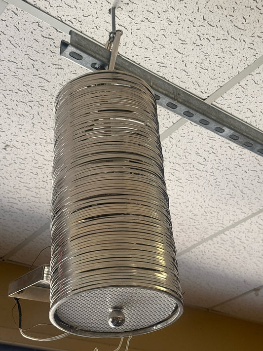 Vintage Saturno Pendant Lamp by Kazuo Motozawa w/ Coiled Metal (HW @desk)18"Hx8"
