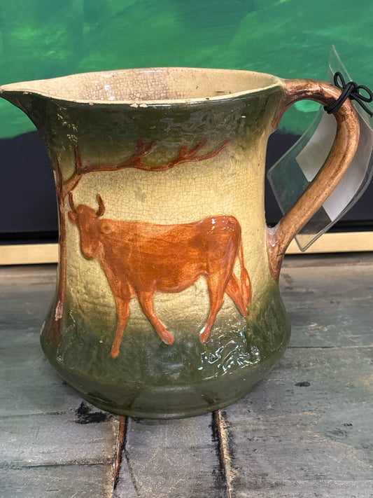 Roseville Early Ware Pottery Pitcher w/ Cow (unsigned)