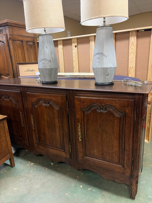 French Provincial Louis XV Style Oak Buffet (77 1/2x41x20 1/4)