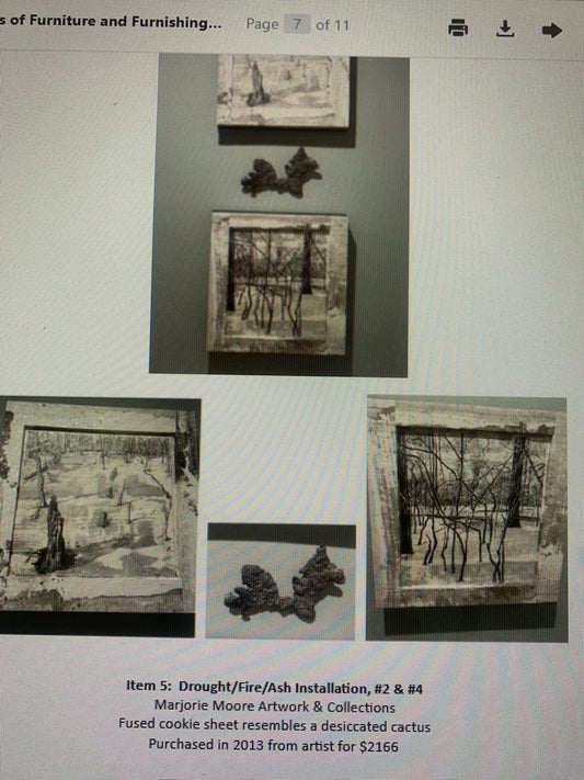 SET (3) - 2 Stetches Drought/ Fire Ash & Metal Wall Catcus by Majorie Moore