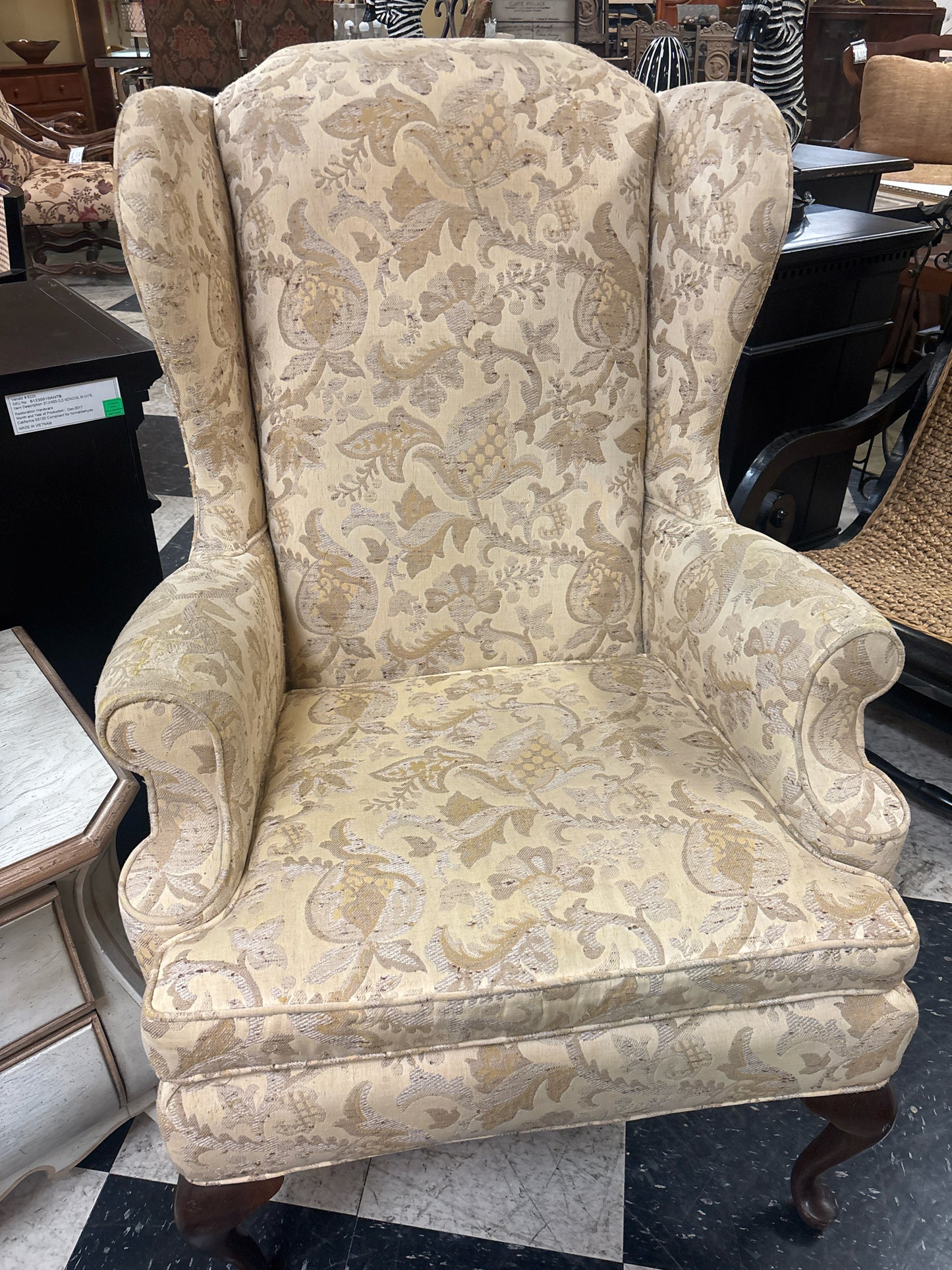 Cream & Gold Wingback Chair