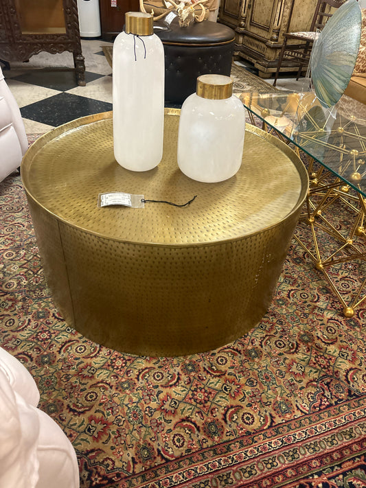 Round Brass Drum Coffee Table 36" Diameter