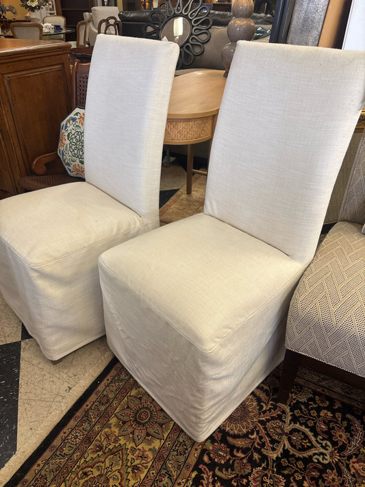 Pair of RH Slipcovered Ellison Linen Parson Chairs