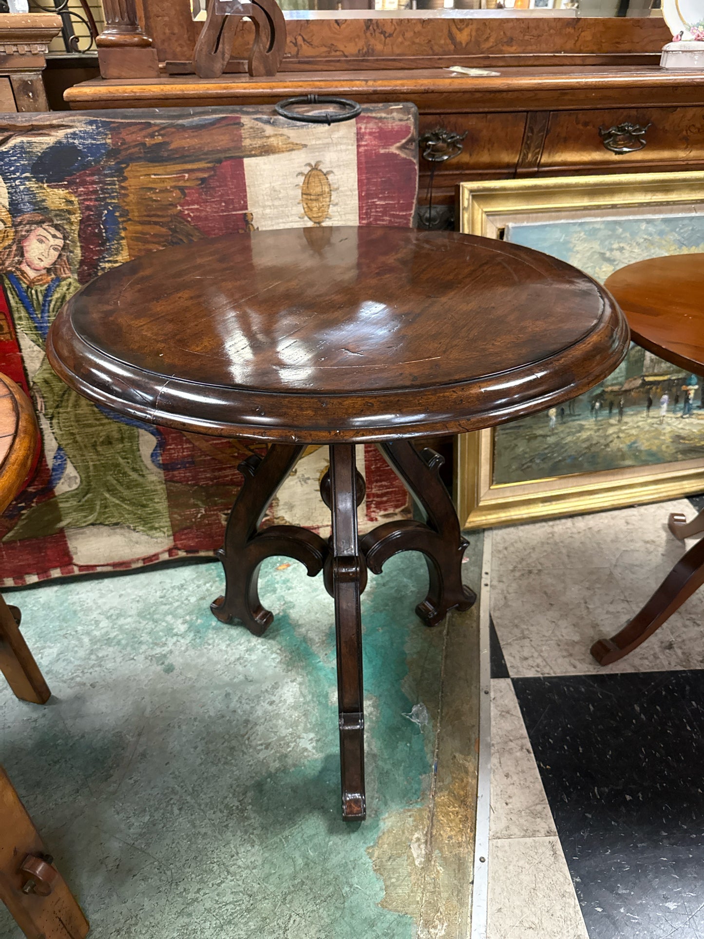31" Theodore Alexander Round Side Table w/Ornate Base