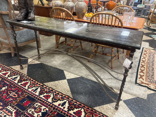 Black Marble Console w/Iron Base
