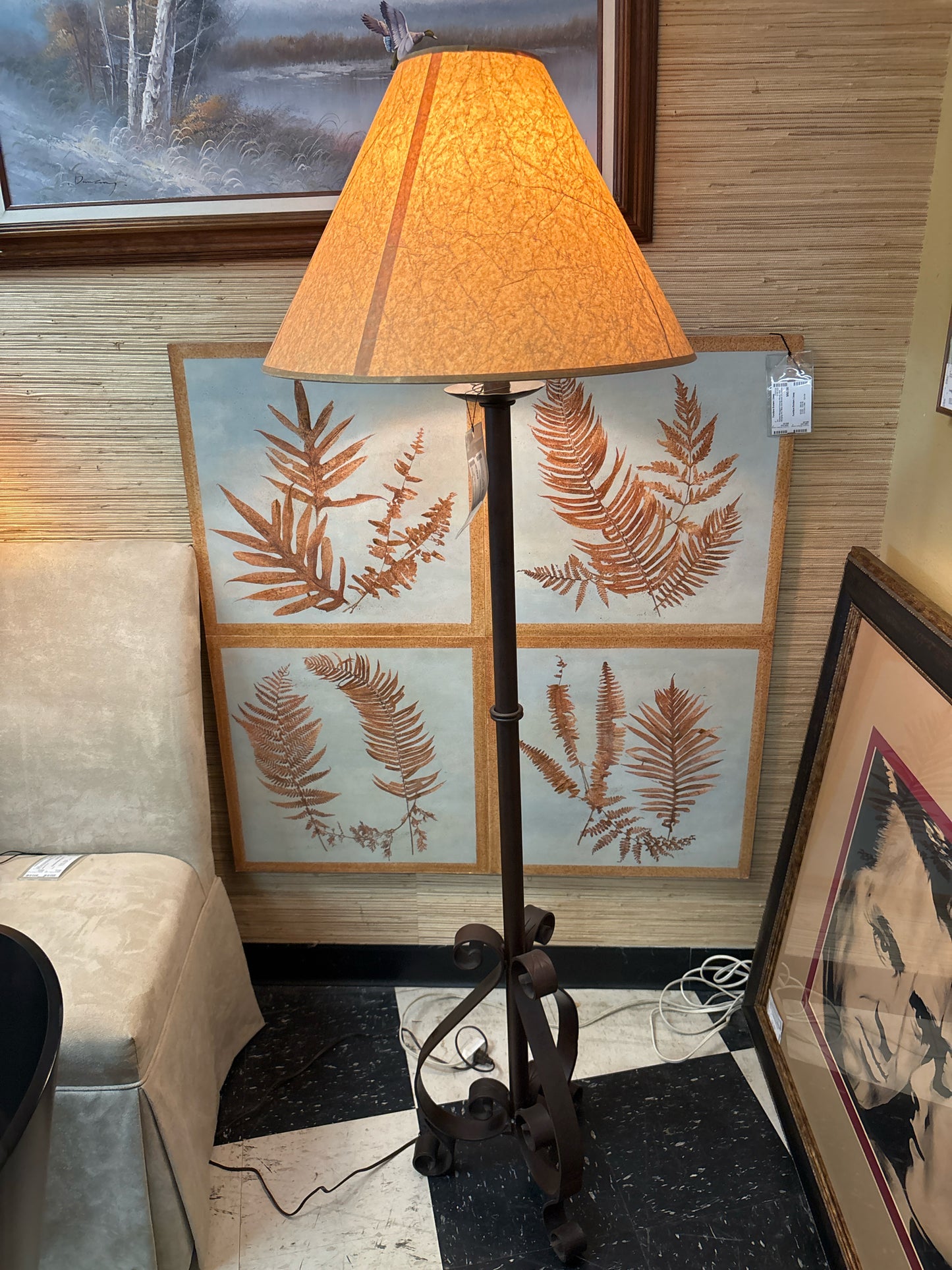 Wrought Iron Floor Lamp w/Shade