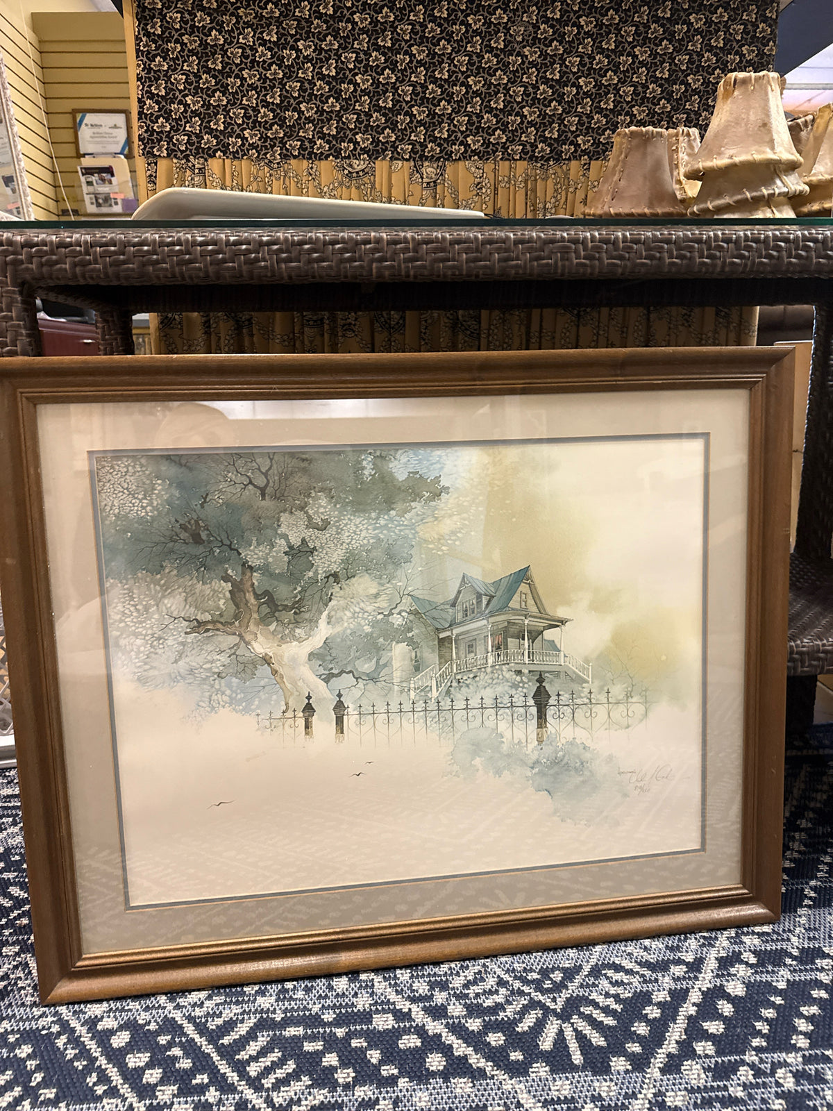 Signed & #'d L.E. Print "Country Home"by-M. Atkinson-w/Wood Frame w/COA on back