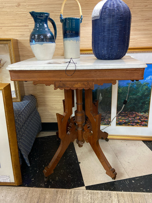 Entry Table w/ Marble Top on Castors