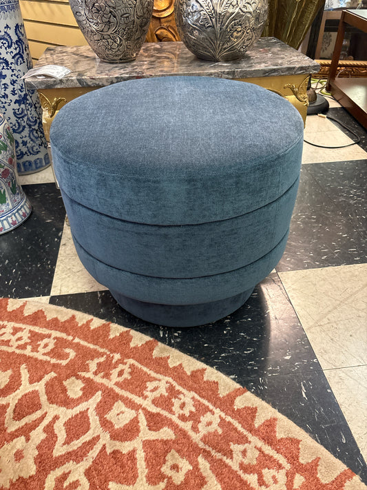 Round Blue Ottoman