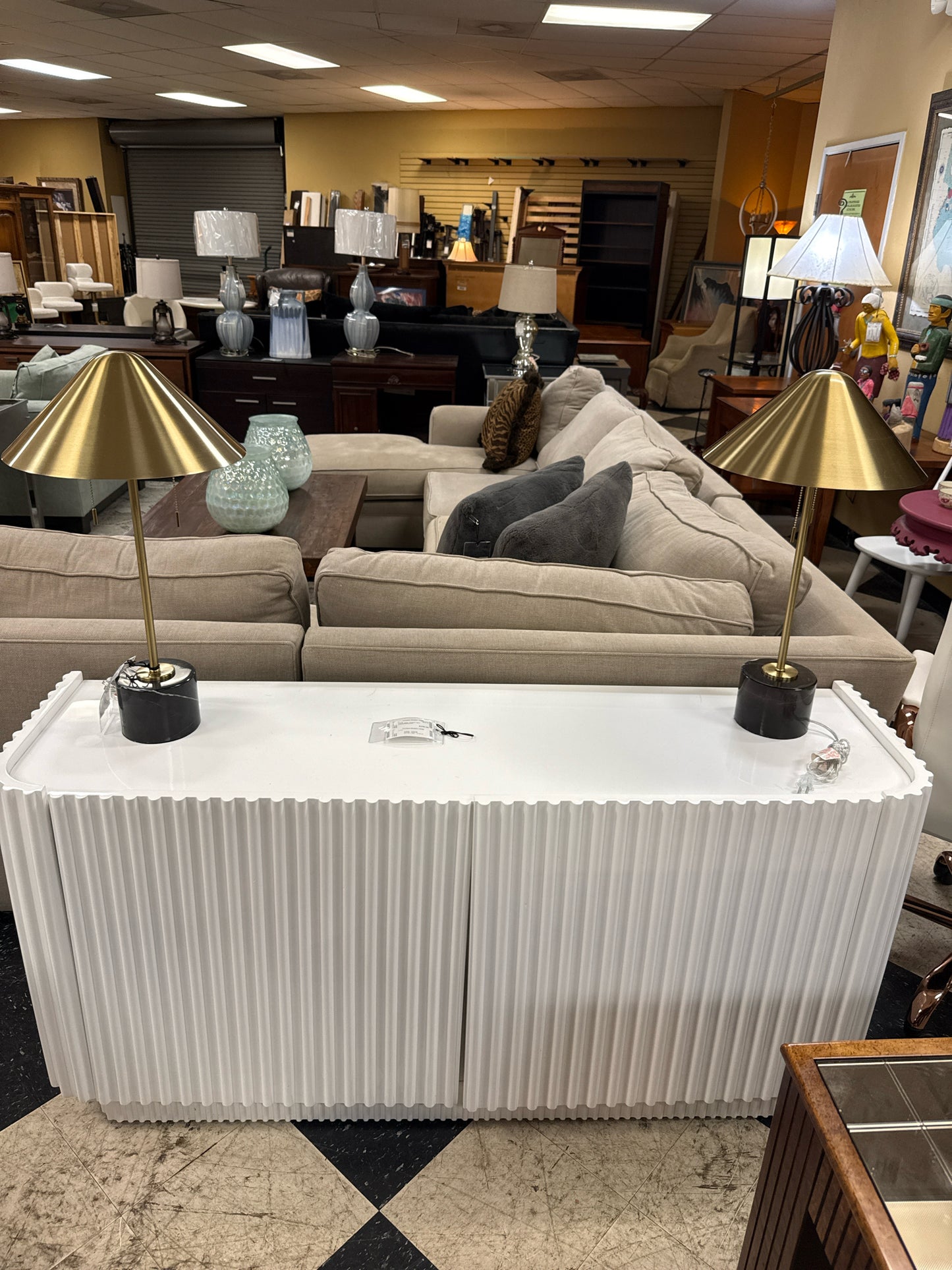 2-Door White "Ribbed" Style Console/Sideboard