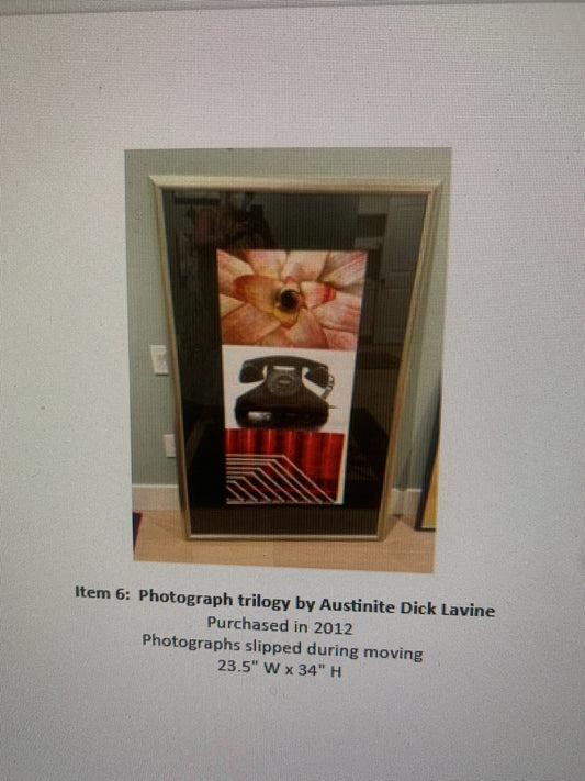 Photograph Trilogy by Austinite Dick Lavine in Green Frame 23.5"x34"