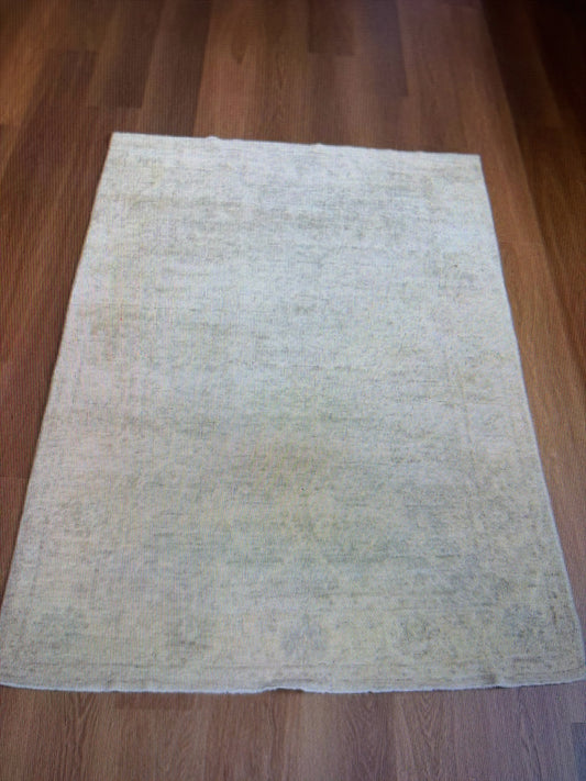 4x6 Oushak 100% Wool, Hand Knotted-Muted Blues/Gray/Ivory/Champagne