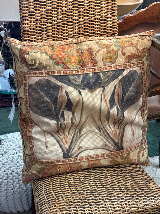 Custom Multi-color Pillow w/ Palm Tapestry Design 24"