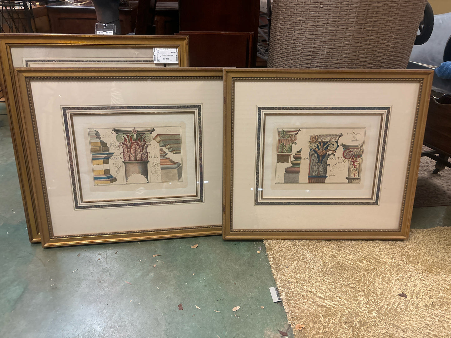 PAIR of Gables Composita Prints in Gold Frame (29 x 26)