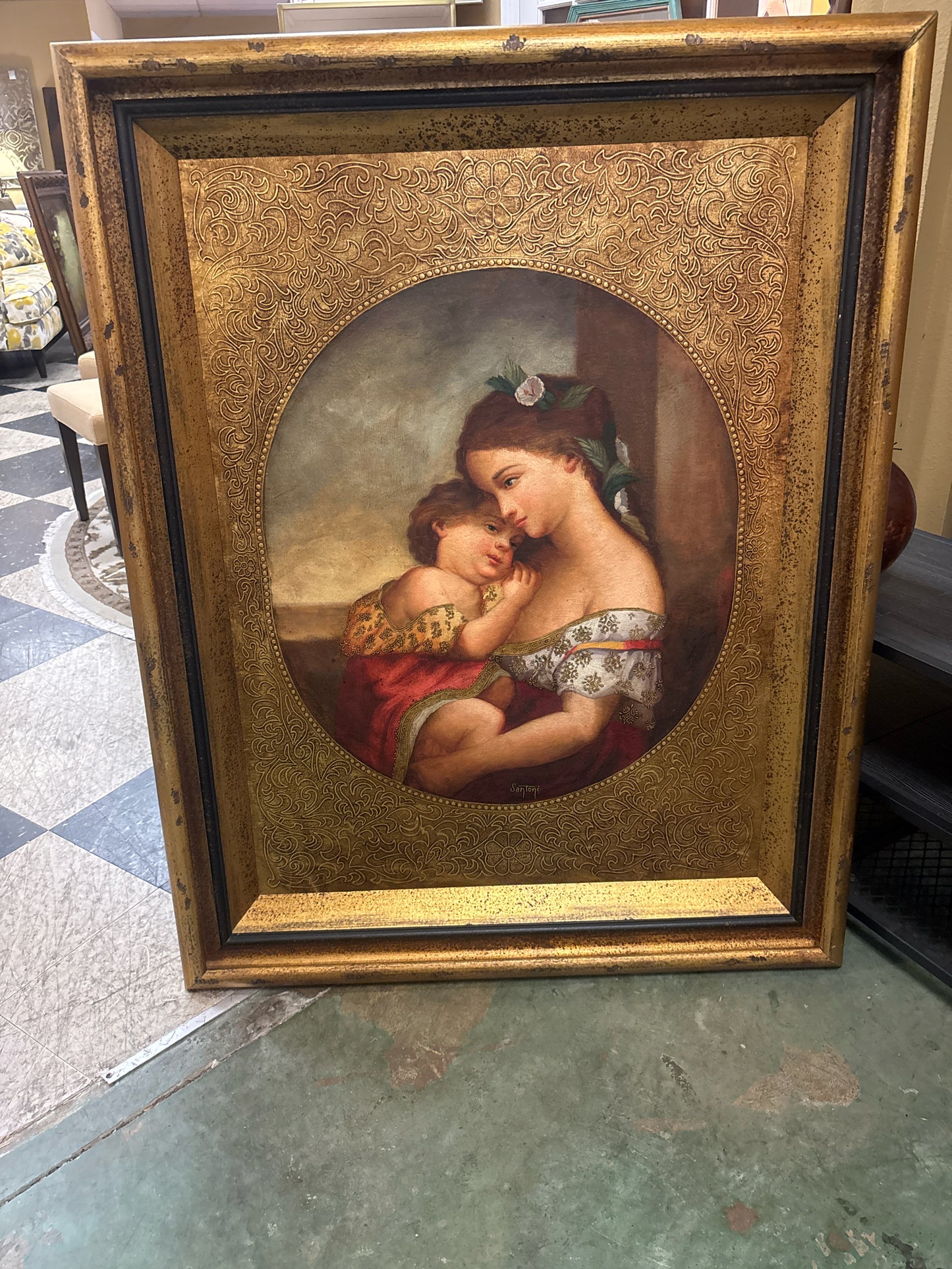 Hand Painted "Madonna della Seda" Reproduction (38x49)