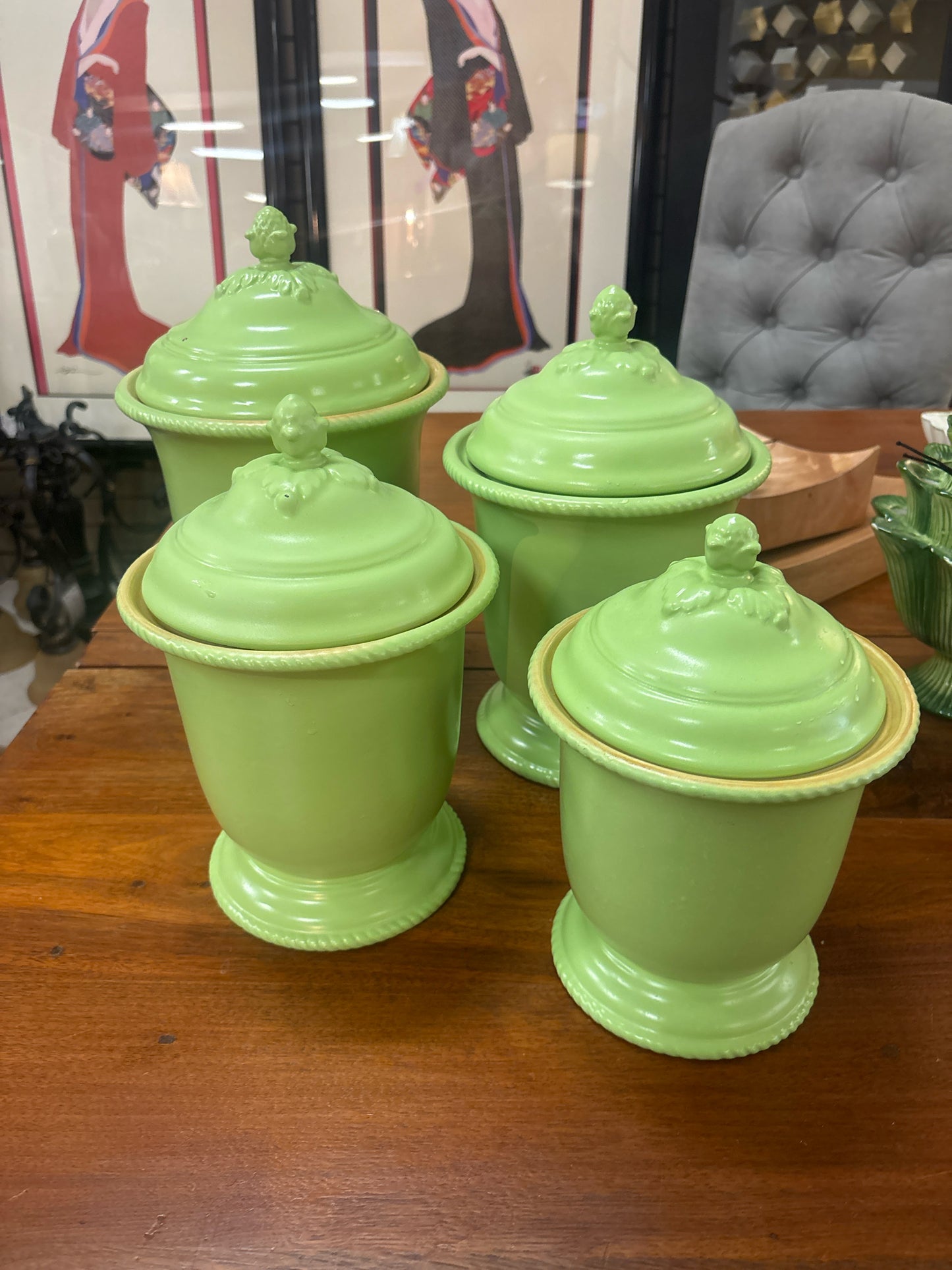 SET of 4 Raymond Waites Canisters - Green