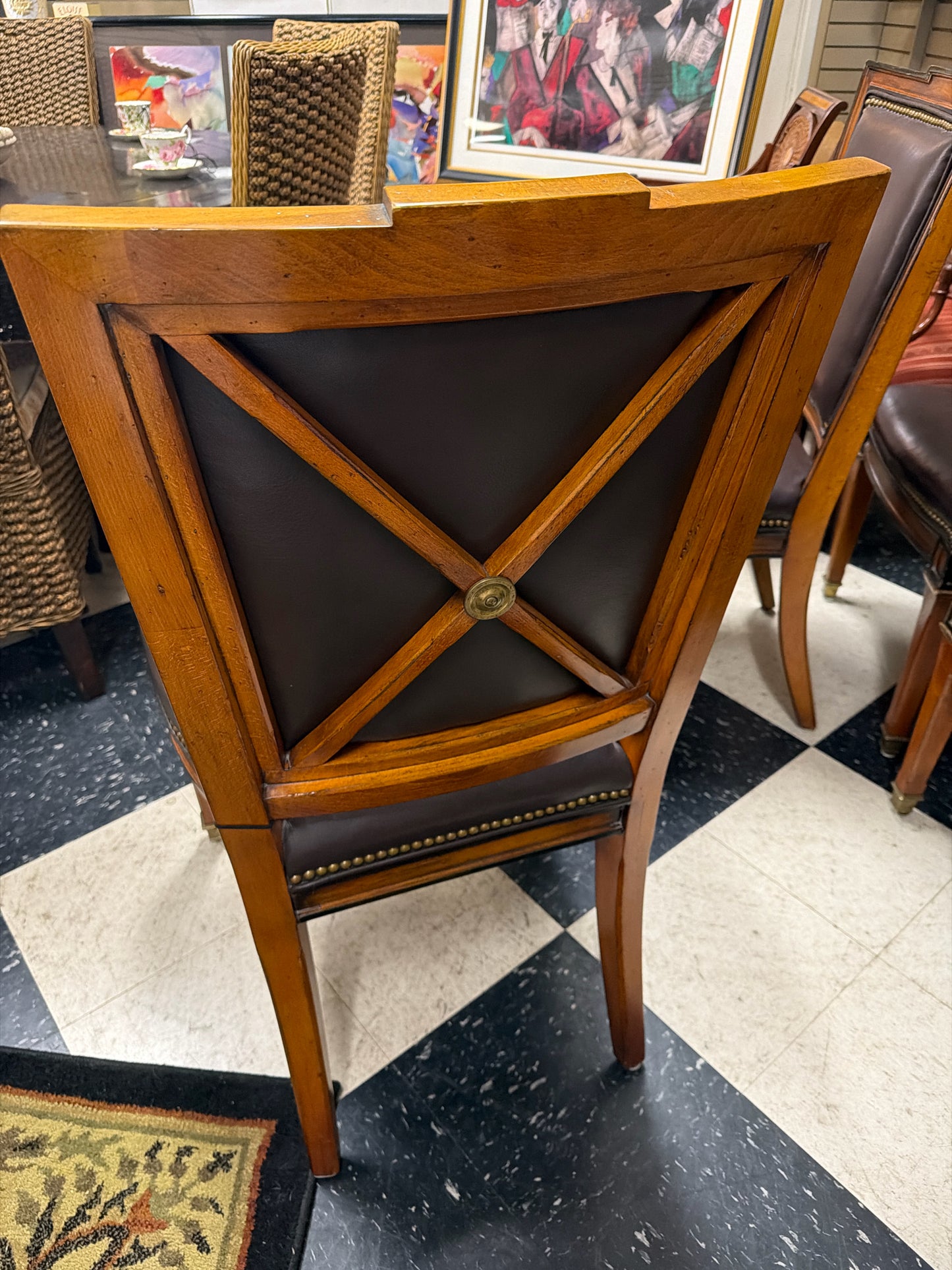 Set of 4 Continental Classic Leather Dining Chairs