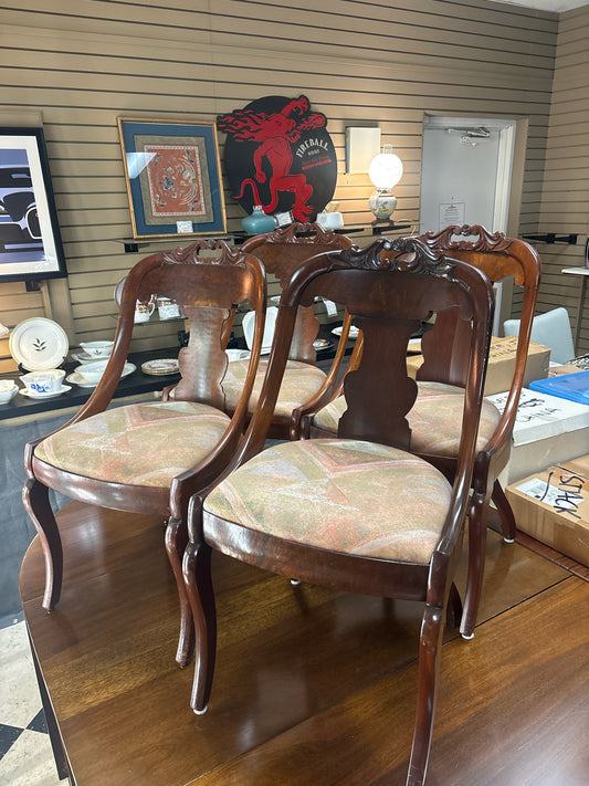 SET of 4 Replica's- Antique Tiger Inlay Maple Chairs