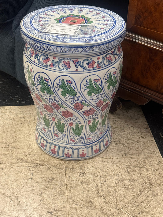 Asian Plant Stool -Blue/White/Green/Pink