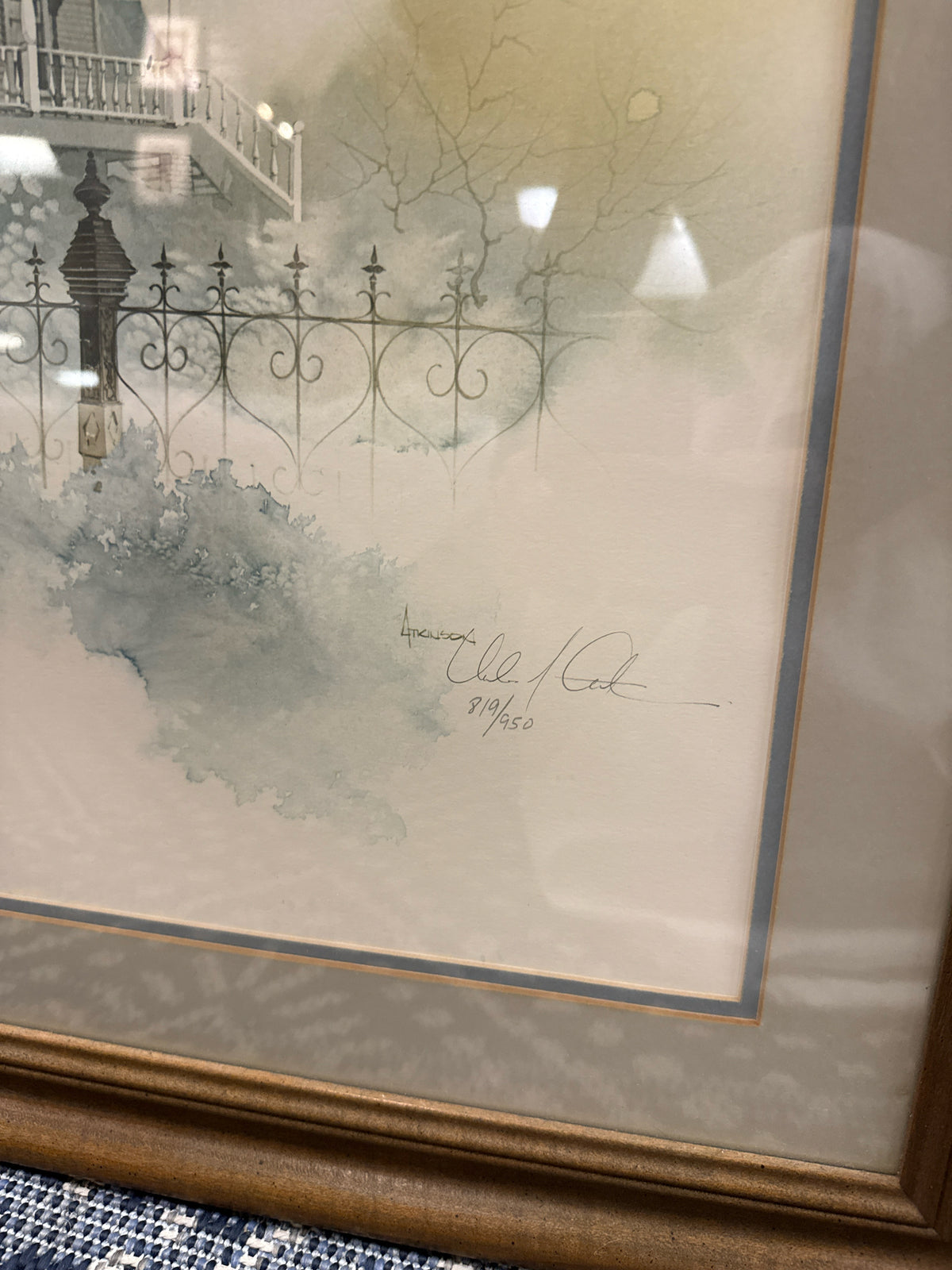 Signed & #'d L.E. Print "Country Home"by-M. Atkinson-w/Wood Frame w/COA on back